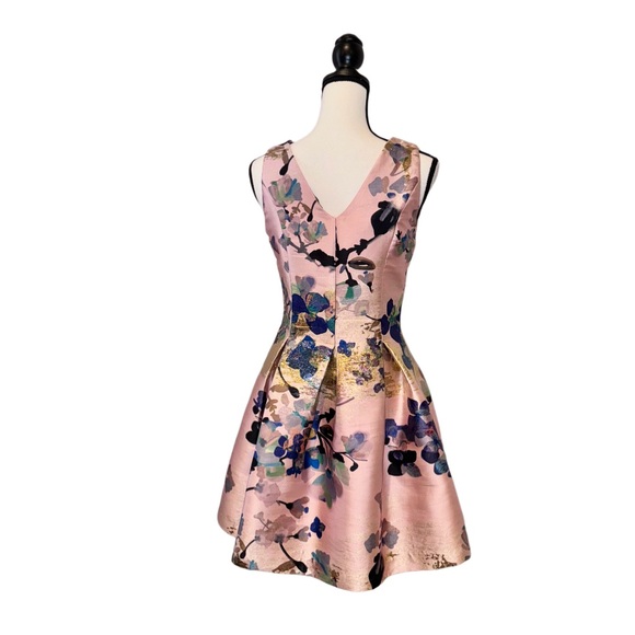 Designer Alberto MAKALI SATIN FLORAL COCKTAIL prom dress women’s size 4 small - Picture 11 of 12